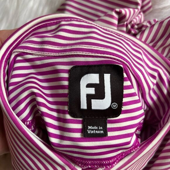 Men’s FootJoy Purple and White Striped Polo Medium - Picture 3 of 6